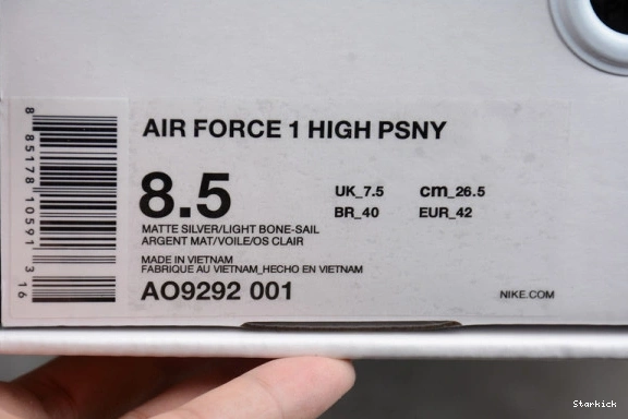 FORCE 1 X HIGH AIR AO9292-001 PSNY NIKE GREY 1110